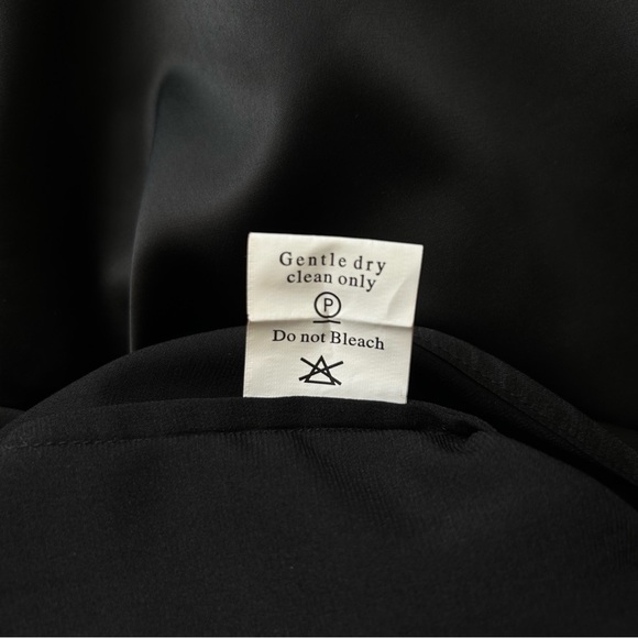 House of CB Serafina Black Satin Gown Deep-V Plunge Long Sleeve Slit Maxi XS - Picture 12 of 15